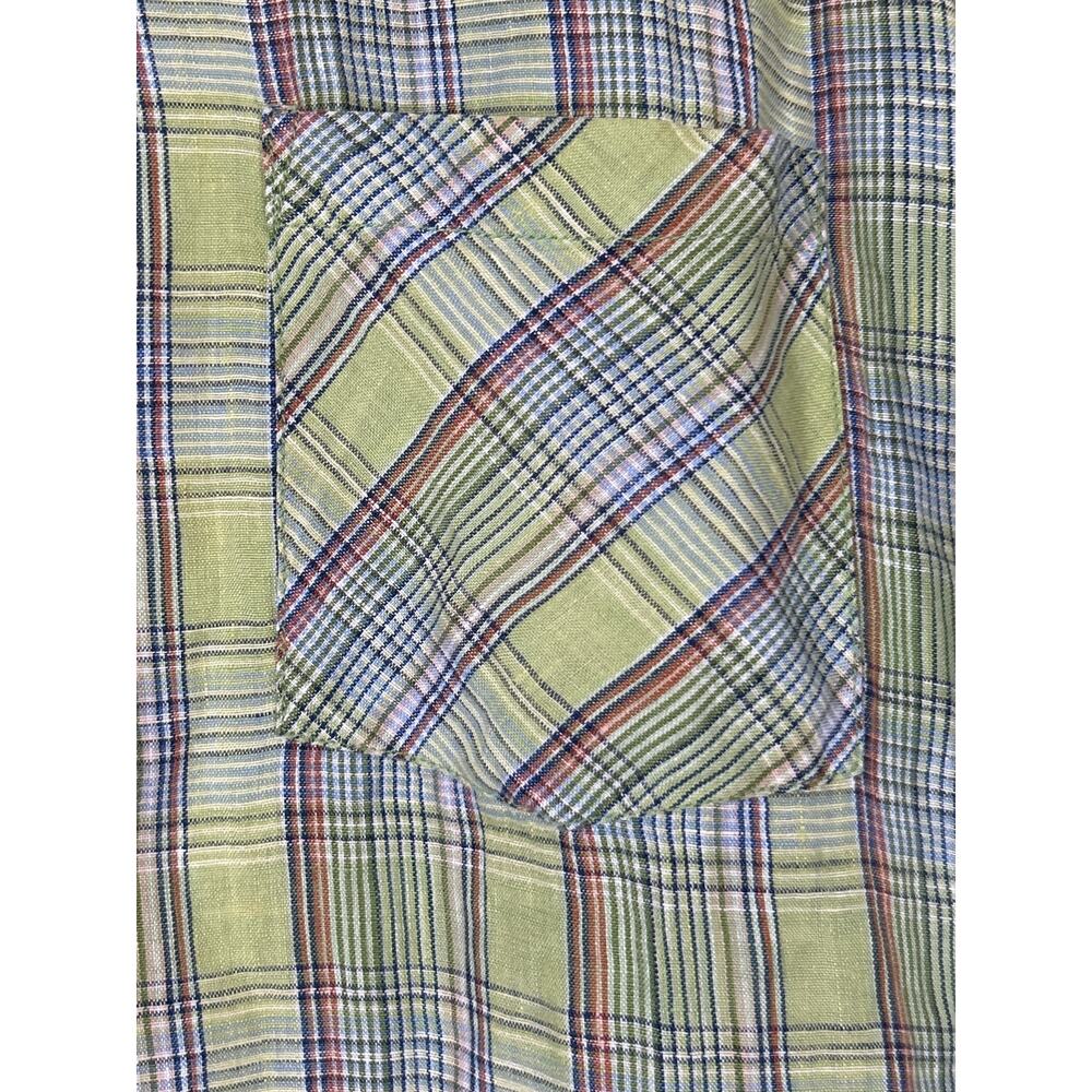 Tommy Bahama Button Up XL Green Plaid 100% Linen Short Sleeve - Picture 4 of 11
